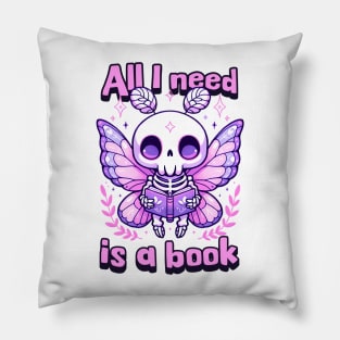 All I need is a Book Cute Kawaii Reader Moth Pillow