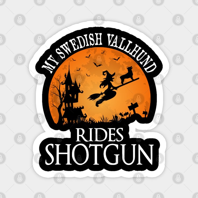 Swedish Vallhund Rides Shotgun Dog Lover Halloween Gift Magnet by DoFro