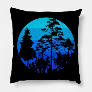 Retro Sunset Minimalist Trees Pillow