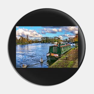 Narrowboat Moored At Reading Riverside Pin