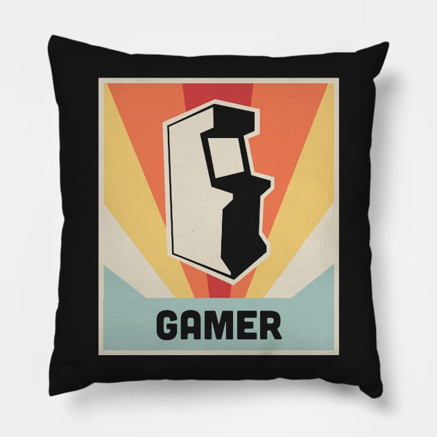GAMER - Vintage Style Arcade Game Poster Pillow by MeatMan