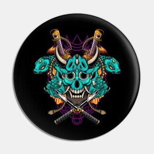 Oni Skull and Koi Fish 1.5 Pin