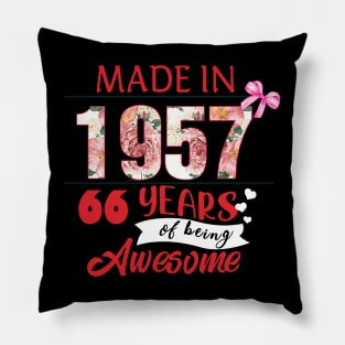 Flower Made In 1957 66 Years Of Being Awesome Pillow