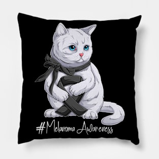 Cute Cat Melanoma Awareness Month Black Ribbon Survivor Survivor Gift Idea Pillow