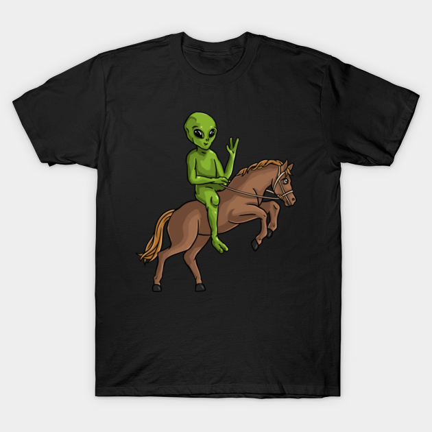 Alien Riding Horse - Cute Magical Equine Animal - Magical - T-Shirt