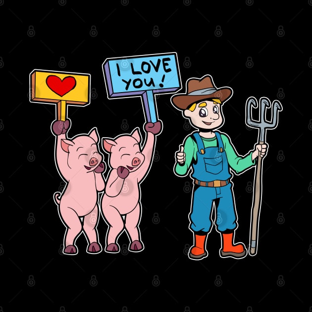 Pigs love the farmer - pig farmer by Modern Medieval Design