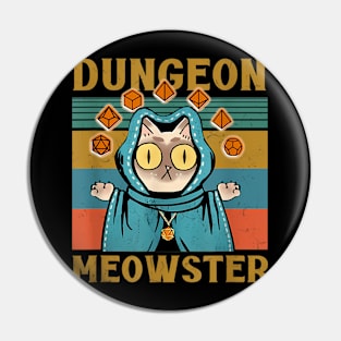 Dungeon Meowster Funny Nerdy Gamer Cat D20 Dice Rpg Dungeons And Dragons Pin