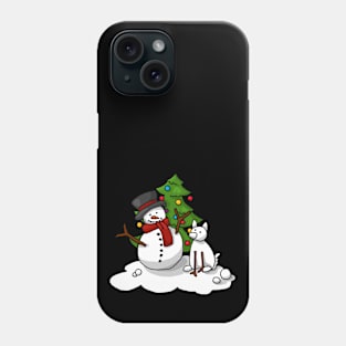 Snowman and his friend, the snow dog Phone Case