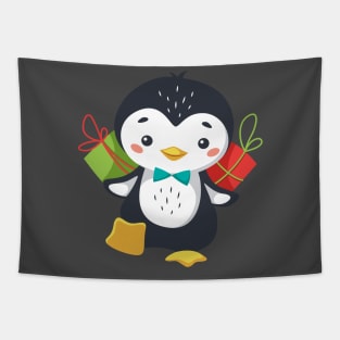 Christmas penguin Tapestry