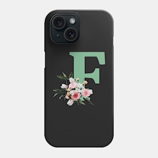 Letter F green with colorful flowers Phone Case