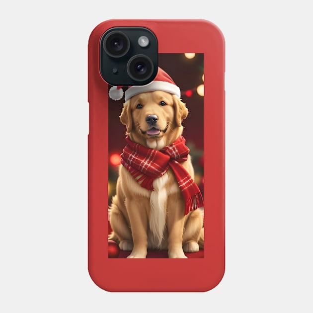 Christmas golden retriever dog Phone Case by colorful444