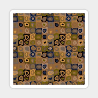 Autumn Nights  - Retro Geometric Wobbly Square Grid Pattern Magnet