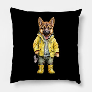 Cute Hard Working German Shepherd Pillow