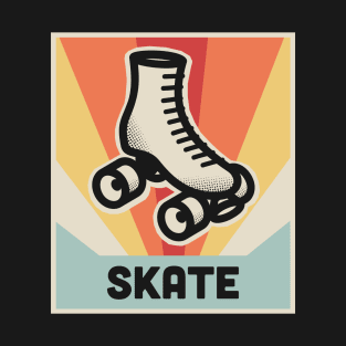 SKATE| Vintage 70s Style Roller Skating Poster T-Shirt