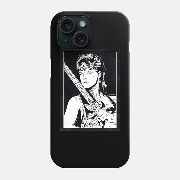 RED SONJA (Black and White) Phone Case by Famous Weirdos