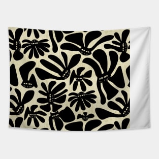 Black Cat Retro Whimsy Daisy Tapestry