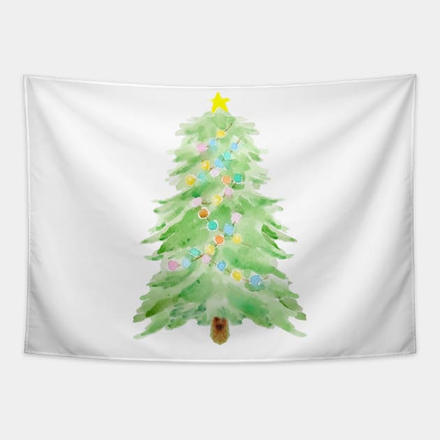 Christmas tree with decorative lights Tapestry by colorandcolor