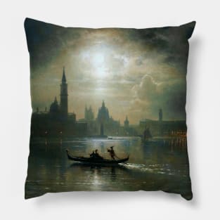 Venice, Full Moon over Santa Maria Salude Pillow