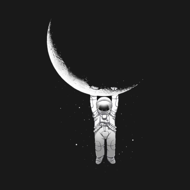 Astronaut Hanging On the Moon by Honu Art Studio