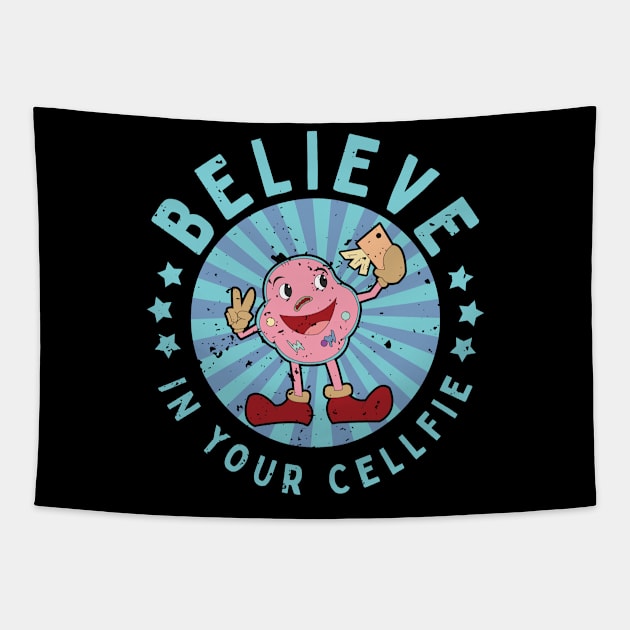 Believe In Your Cellfie Biology Science Pun Tapestry by Giggias