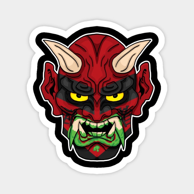 The Great Muta - Red Oni Magnet by Mark Out Market