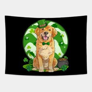 Golden Retriever Dog St Patricks Day Irish Leprechaun Tapestry