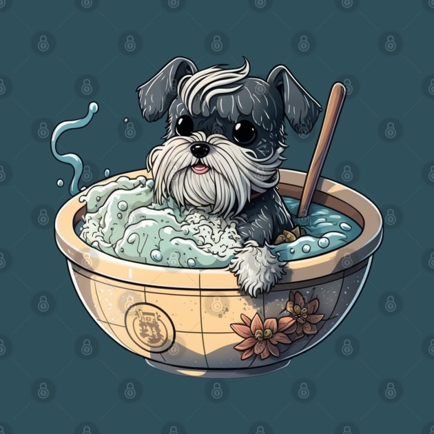 Master Schnauzer Jr Taking a Bath - Schnauzer Series by SLMGames