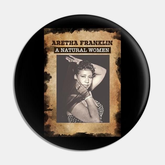 Vintage Old Paper 80 Style Aretha Franklin /// A Natural Women Pin by Madesu Art