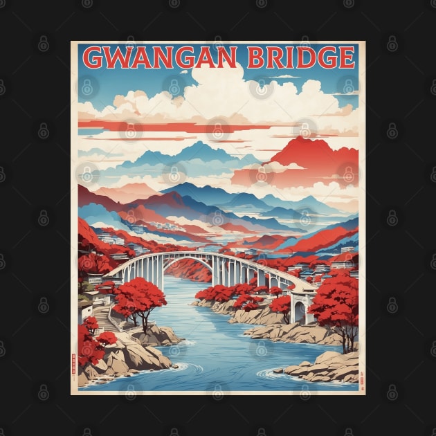 Gwangan Bridge South Korea Travel Tourism Retro Vintage by TravelersGems