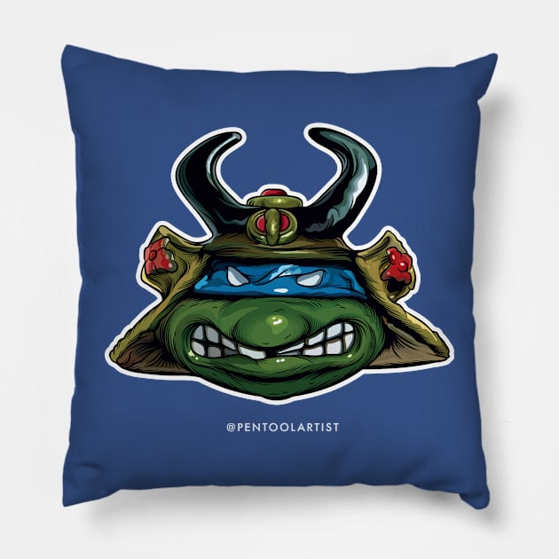 Samurai Mutant! Pillow by pentoolarts