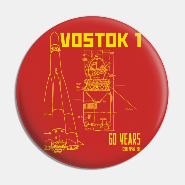 Vostok 1 Blueprint 60th Anniversary Pin by ScienceNStuffStudio