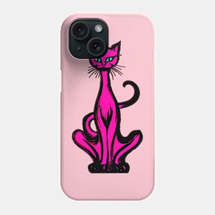 Retro 1970's Funky Groovy Hot Pink Jazz Cat Cartoon Phone Case