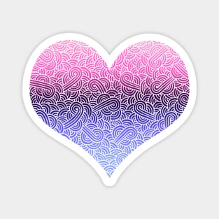 Ombré omnisexual colours and white swirls doodles heart Magnet