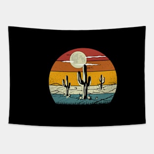 Retro Vintage Saguaro Cactus Cactus Sunset Desert Cactaceae Tapestry