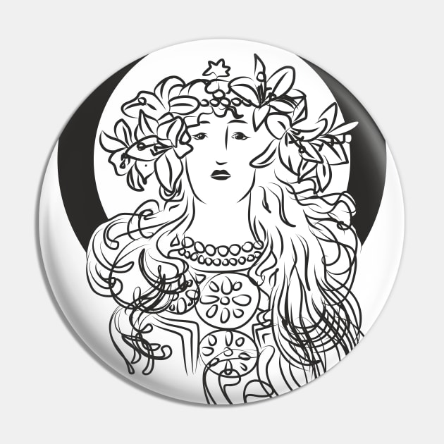 Alphonse Mucha Inspiration Pin by XOOXOO