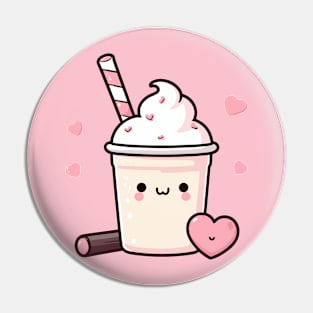 Kawaii Strawberry and Vanilla Ice Cream with Hearts | Cute Kawaii Food Art Pin