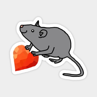 Cute Valentines Day Rat with Red Heart Magnet