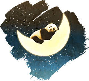 Sleeping Panda On The Moon Magnet