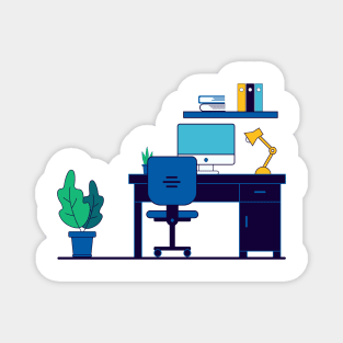 Desk flat illustration design Magnet