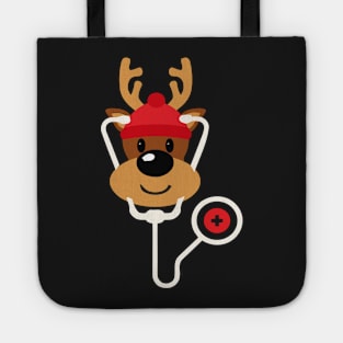 Cute Reindeer Nurse Christmas Tote