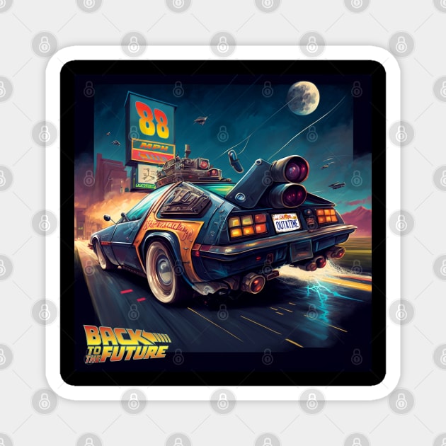 Delorean back to the future Magnet by Buff Geeks Art