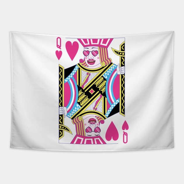 Drag Queen Of Hearts Playing Card Tapestry by agapimou