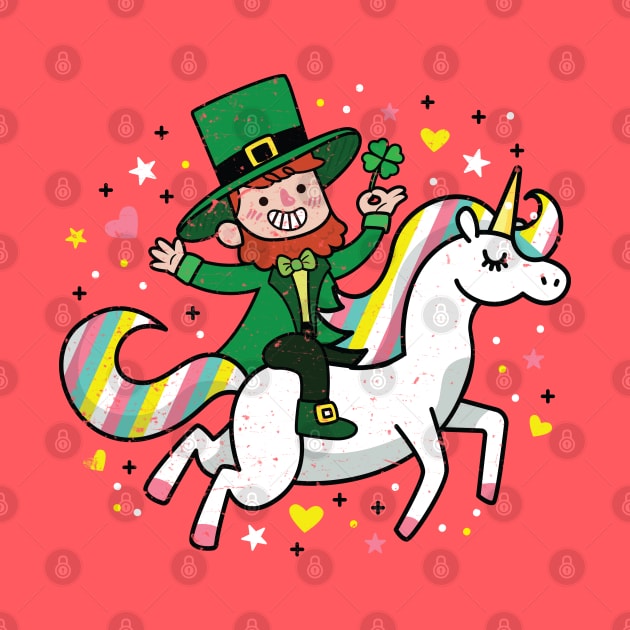 Leprechaun Riding a Unicorn T-Shirt Funny St Patrick's Day by ghsp