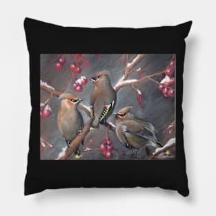 Cedar waxwings Pillow