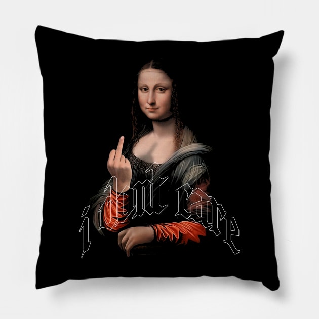 Vintage Mona Lisa Middle Finger | i dont care | Funny Quote Pillow by AngryBlackDog