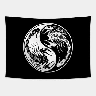 White and Black Scorpions Yin Yang Tapestry