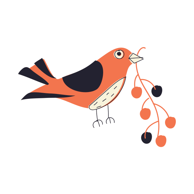 Bird with berries by nickemporium1