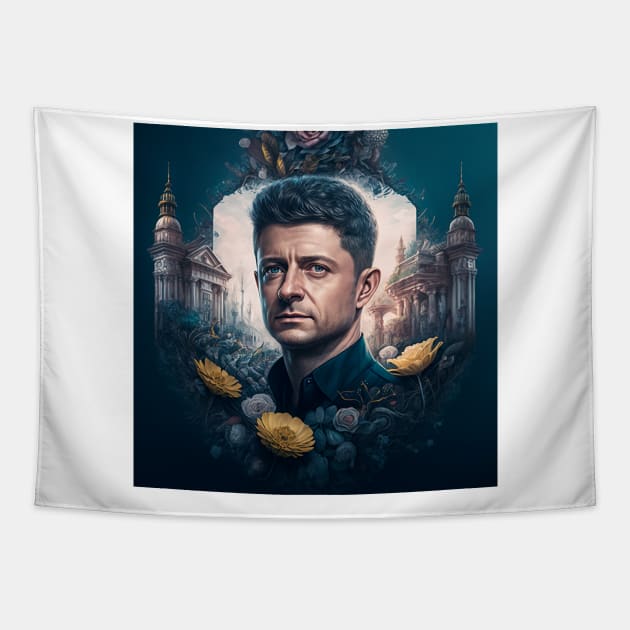 Zelensky Ukranian King Tapestry by Daily Lab