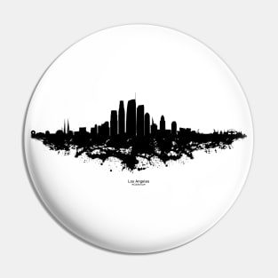 Los Angeles City Skyline - Black and White Watercolor Pin