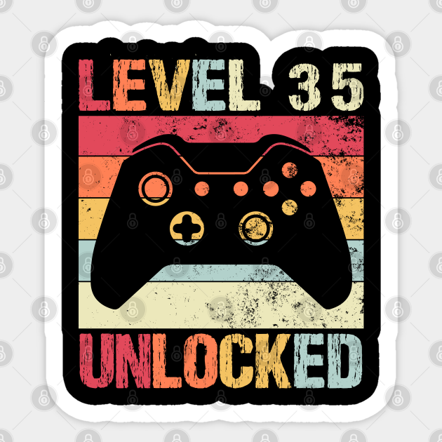 Level 35 Unlocked 35th Birthday 35th Birthday Pegatina Teepublic Mx
